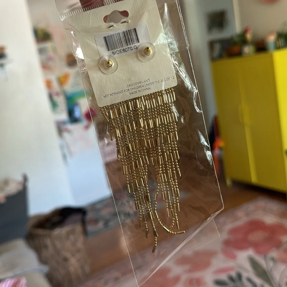 Mia Collection Gold Metal Tassel Earrings Costume